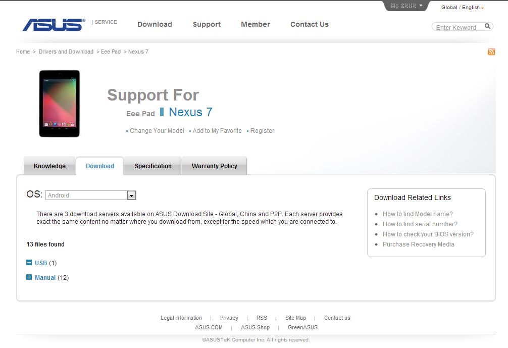 Asus Nexus 7 Drivers